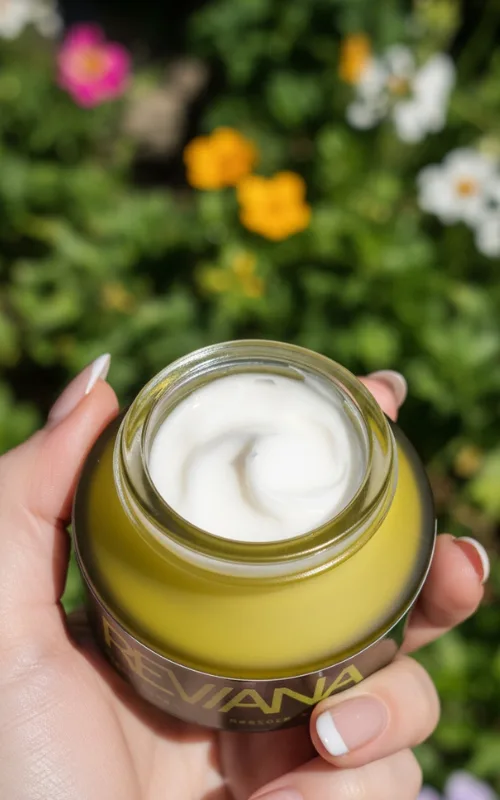 The Reviana cream texture in the open jar