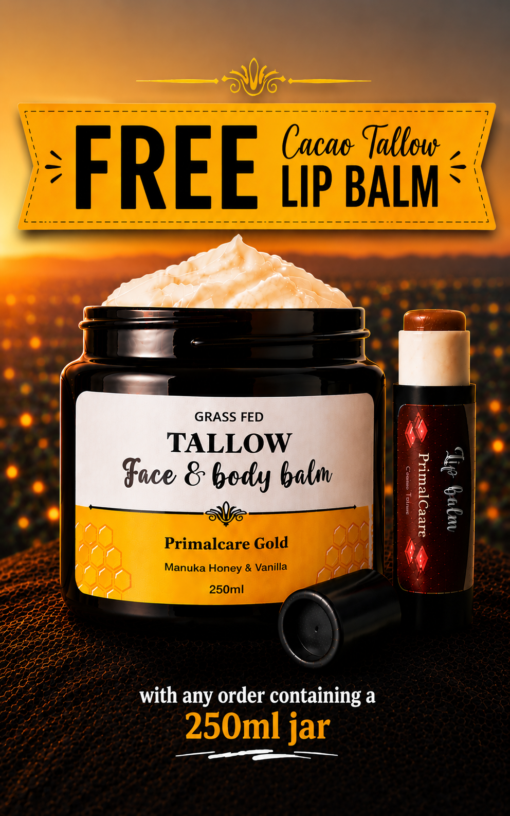 Beef tallow balm — 250ml jar