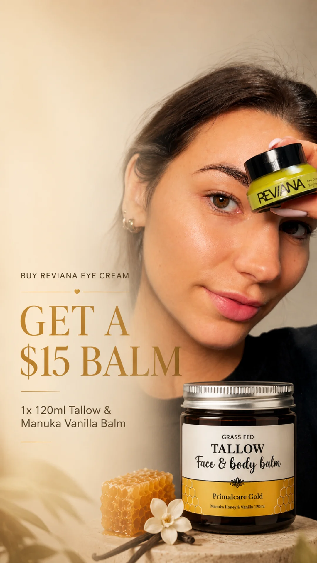 Rest & Rise Bundle — Reviana Eye Cream + Manuka Vanilla Honey Balm 120ml