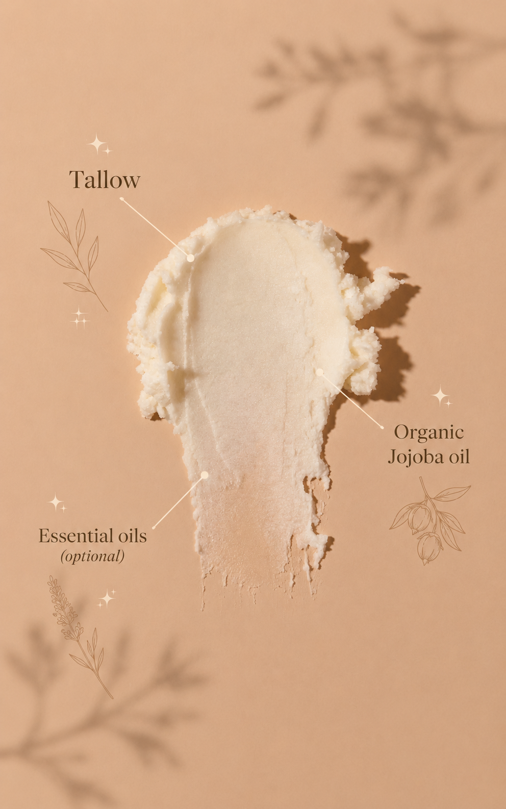 Whipped tallow balm — tallow, organic jojoba oil and optional essential oils