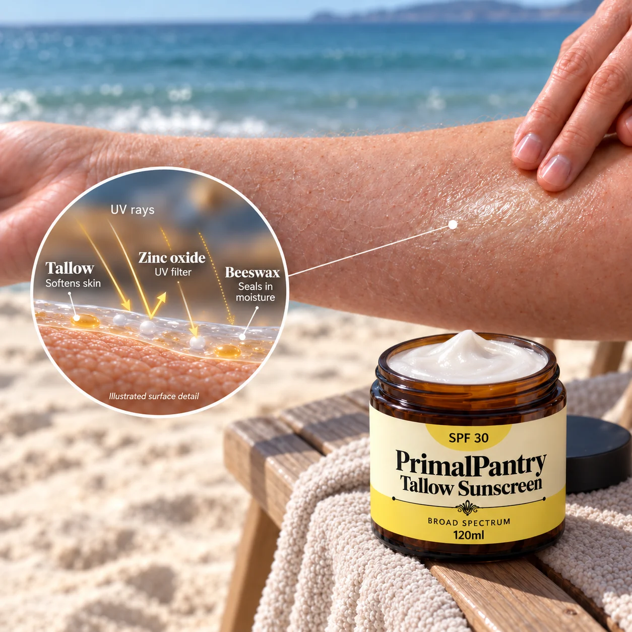 PrimalPantry sunscreen applied to skin