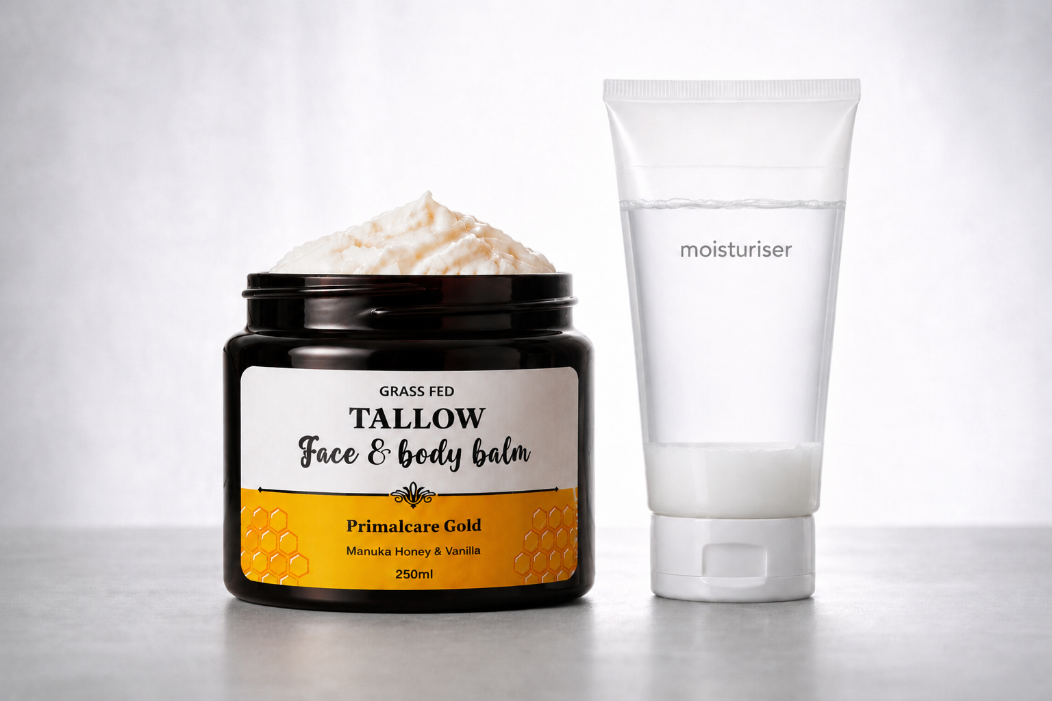 Tallow balm vs watery moisturiser — no water, no fillers